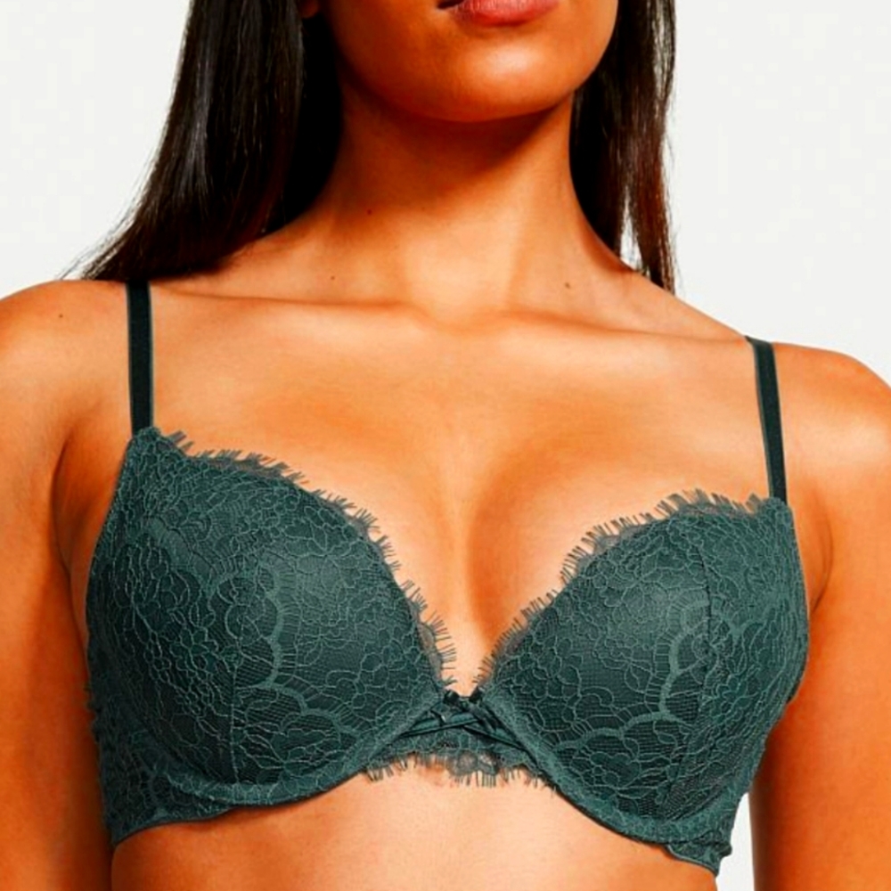 Victoria's Secret Bombshell push-up bra in deep hunter green